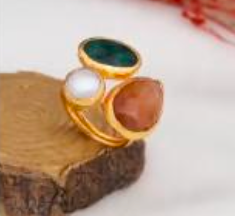 Bague - Agate et pierre de soleil